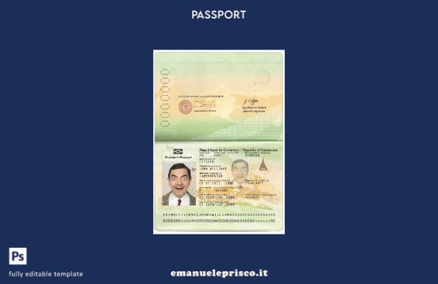 modello di passaporto del Camerun in stile verificato